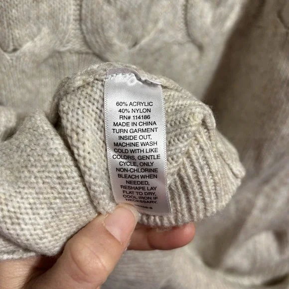 St. John's Bay Long Sleeve Cream/Beige Cable Knit Sweater Women's Size XL - Picture 6 of 6